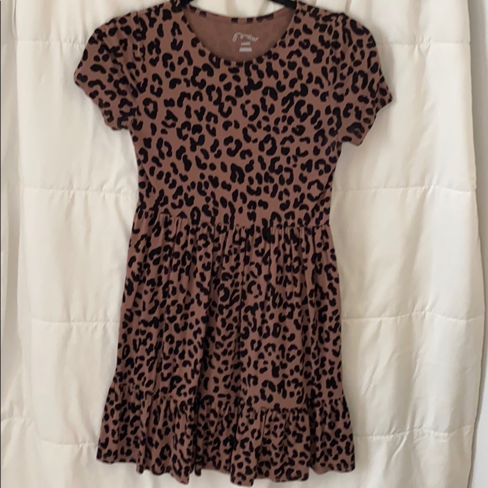 Leopard ruffle tiered dress